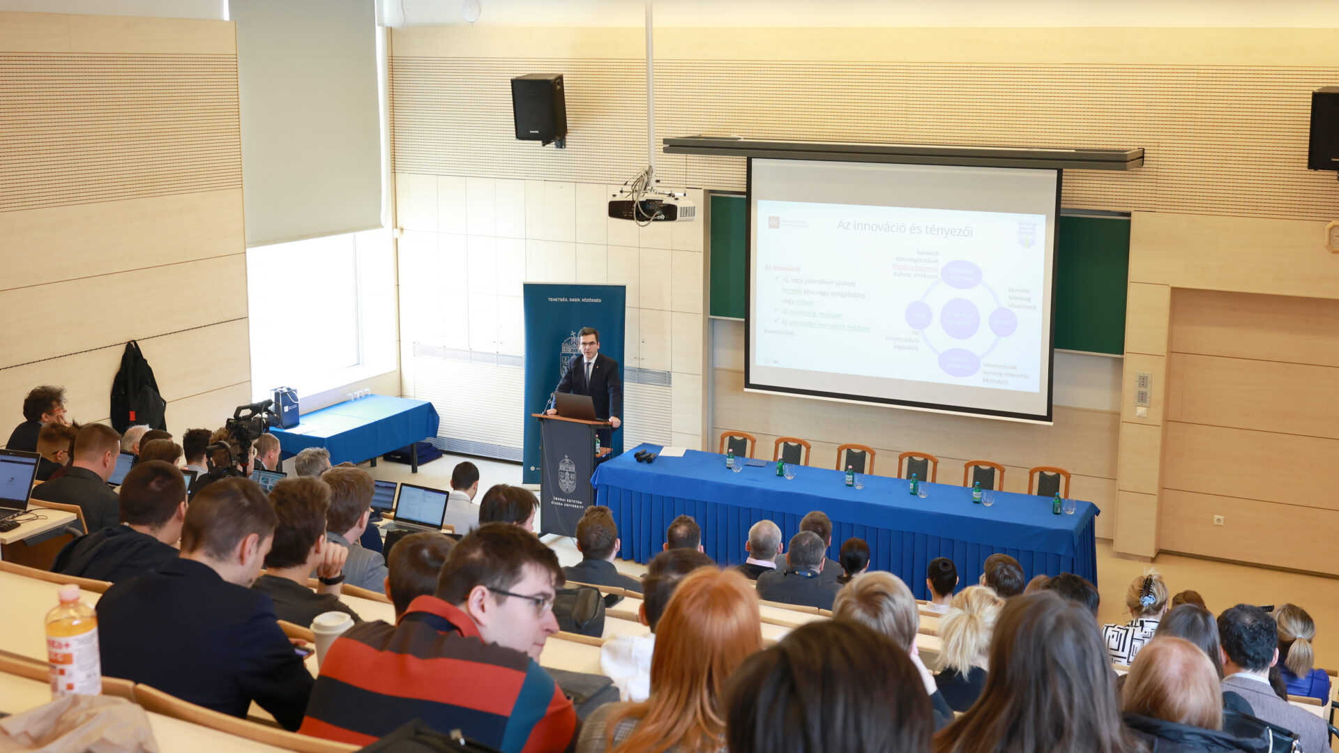 Rector, Prof. Dr. Levente Kovács speaking at the University Innovation Days