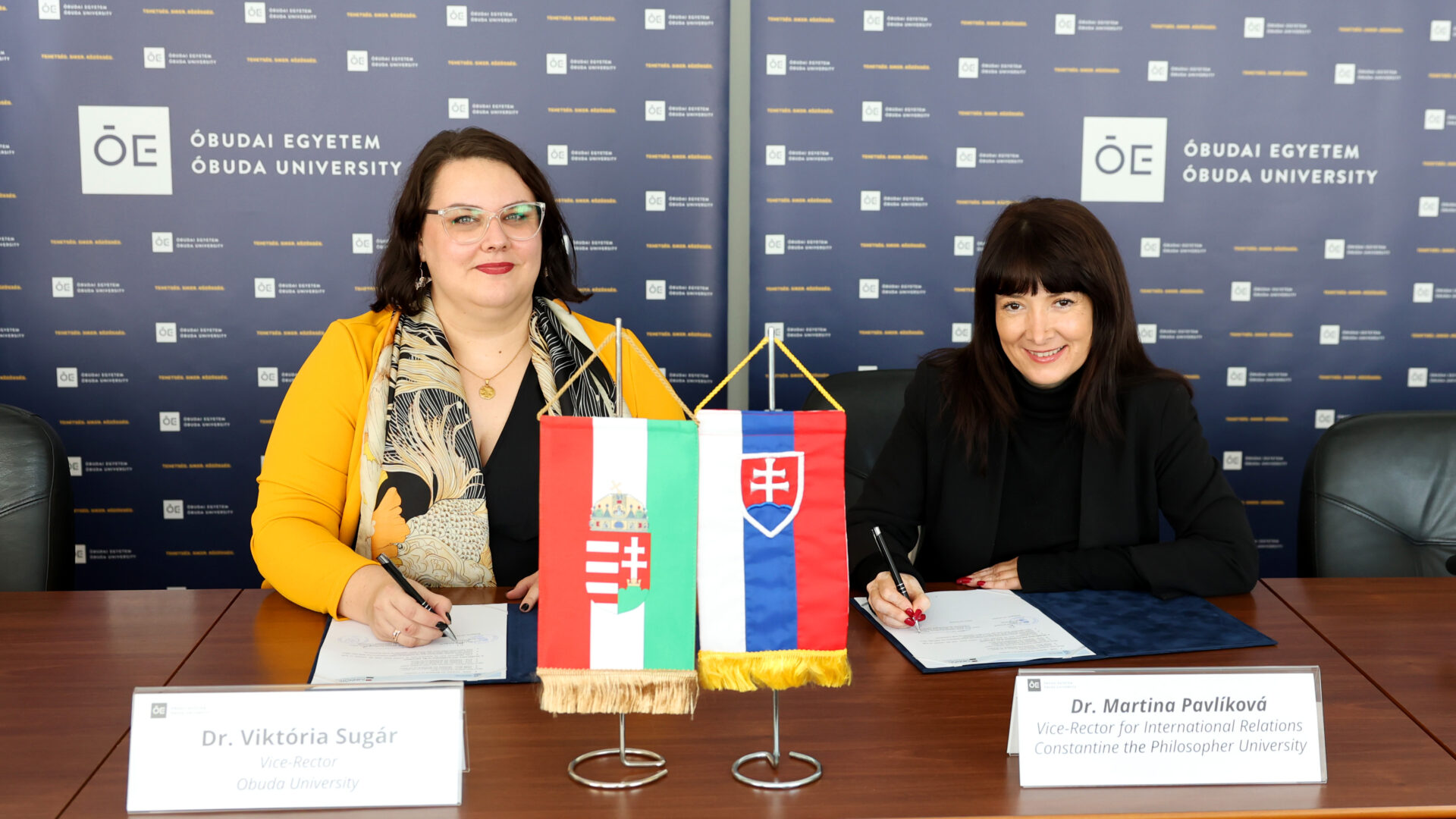 Dr. Viktória Sugár, Vice-Rector at Obuda University and Dr. Martina Pavlíková Vice-rector from UKF